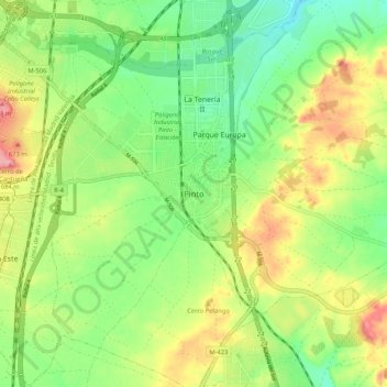 Mappa topografica Pinto, altitudine, rilievo