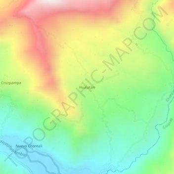 Mappa topografica Hualatan, altitudine, rilievo