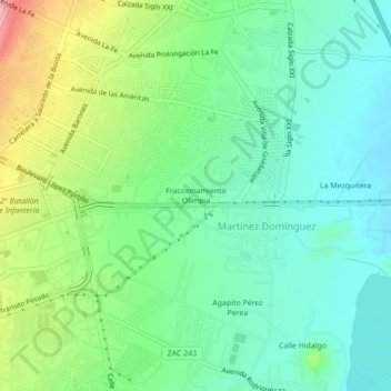 Mappa topografica Fraccionamiento Olimpia, altitudine, rilievo