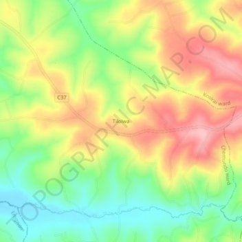 Mappa topografica Tilolwa, altitudine, rilievo