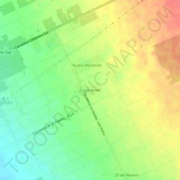 Mappa topografica Costa Verde, altitudine, rilievo