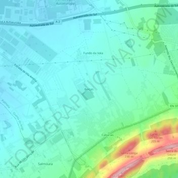 Mappa topografica Boiças, altitudine, rilievo