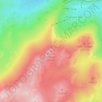 Mappa topografica Mount Stilwell, altitudine, rilievo