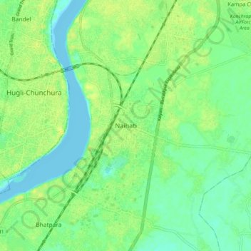 Mappa topografica Naihati, altitudine, rilievo