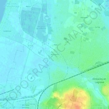 Mappa topografica Bernatets, altitudine, rilievo