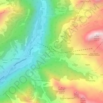 Mappa topografica Le Crest, altitudine, rilievo