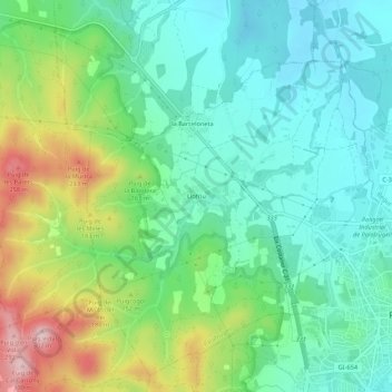 Mappa topografica Llofriu, altitudine, rilievo