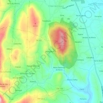 Mappa topografica Moita Redonda, altitudine, rilievo
