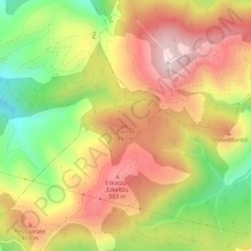 Mappa topografica Ziortza, altitudine, rilievo