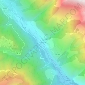 Mappa topografica Le Bourguet, altitudine, rilievo