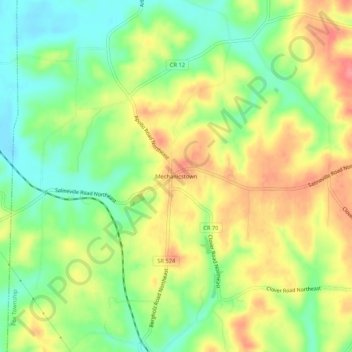 Mappa topografica Mechanicstown, altitudine, rilievo