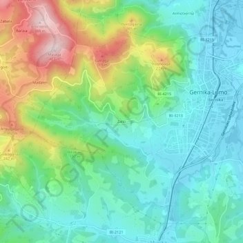 Mappa topografica Zallo, altitudine, rilievo