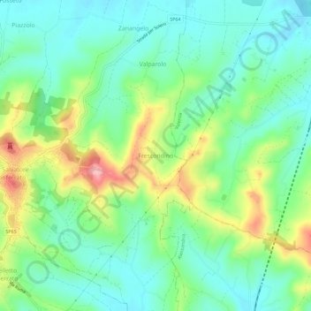 Mappa topografica Frescondino, altitudine, rilievo