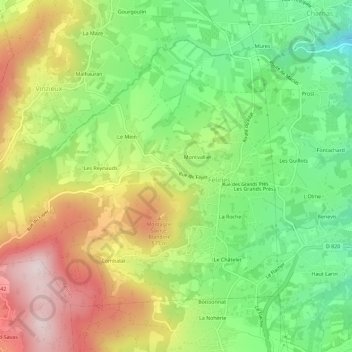 Mappa topografica Le Nez, altitudine, rilievo