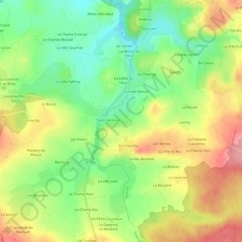 Mappa topografica Ravilly, altitudine, rilievo
