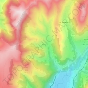 Mappa topografica Salilhes, altitudine, rilievo