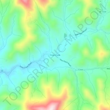 Mappa topografica Fines Creek, altitudine, rilievo