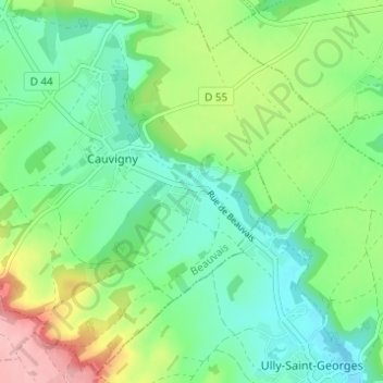 Mappa topografica Château Rouge, altitudine, rilievo