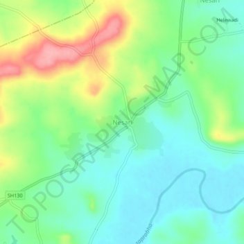 Mappa topografica Nesari, altitudine, rilievo