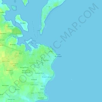 Mappa topografica Langoz, altitudine, rilievo