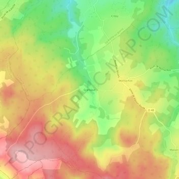 Mappa topografica Granvault, altitudine, rilievo