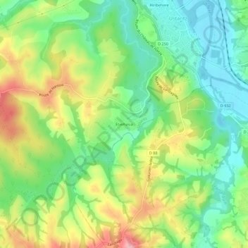 Mappa topografica Etxehasia, altitudine, rilievo