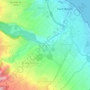 Mappa topografica Bras Canot, altitudine, rilievo