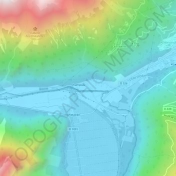 Mappa topografica Farnier, altitudine, rilievo