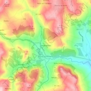 Mappa topografica Martim Afonso, altitudine, rilievo
