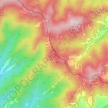 Mappa topografica Monte Fiorino, altitudine, rilievo