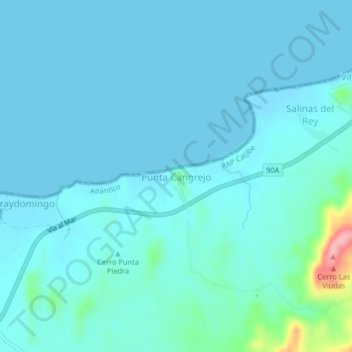 Mappa topografica Punta Cangrejo, altitudine, rilievo