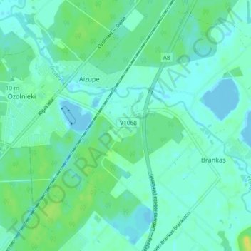 Mappa topografica Iecēni, altitudine, rilievo