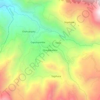 Mappa topografica Chaullabamba, altitudine, rilievo