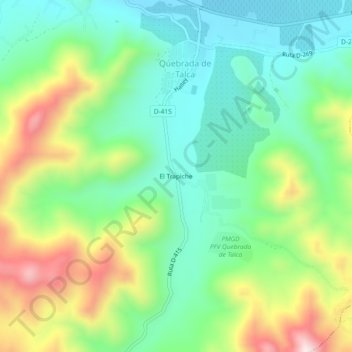 Mappa topografica El Trapiche, altitudine, rilievo