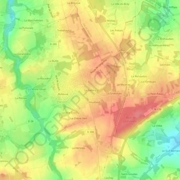 Mappa topografica Le Gallery, altitudine, rilievo