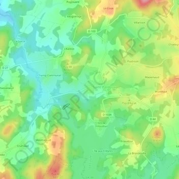 Mappa topografica Le Puy Chatelard, altitudine, rilievo
