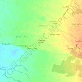 Mappa topografica Quiñipeumo Oriente, altitudine, rilievo
