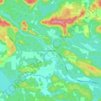 Mappa topografica Iron Bridge, altitudine, rilievo