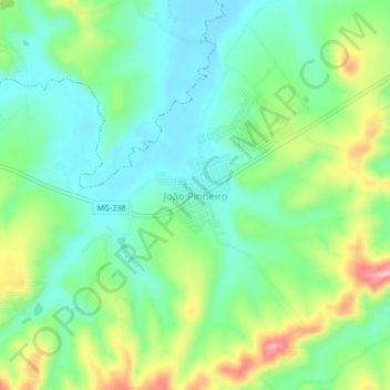 Mappa topografica João Pinheiro, altitudine, rilievo