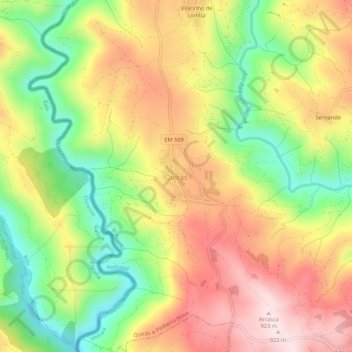 Mappa topografica Quirás, altitudine, rilievo