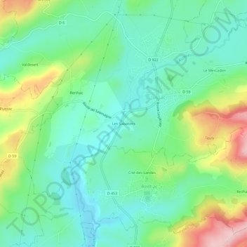 Mappa topografica Les Sabatiers, altitudine, rilievo