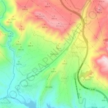 Mappa topografica Murchas, altitudine, rilievo
