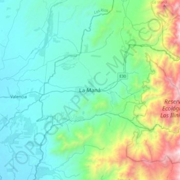 Mappa topografica La Maná, altitudine, rilievo
