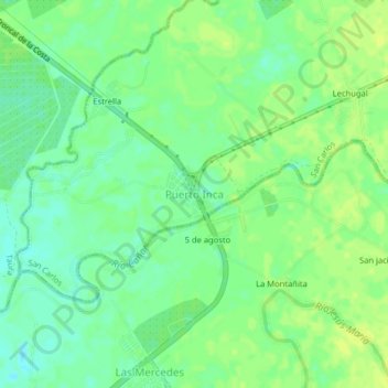 Mappa topografica Puerto Inca, altitudine, rilievo