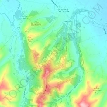 Mappa topografica Oriolo, altitudine, rilievo