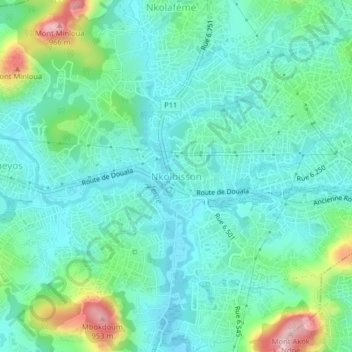 Mappa topografica Nkolbisson, altitudine, rilievo