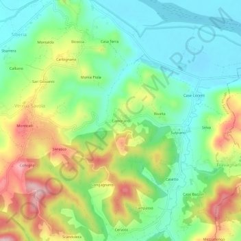Mappa topografica Camorano, altitudine, rilievo