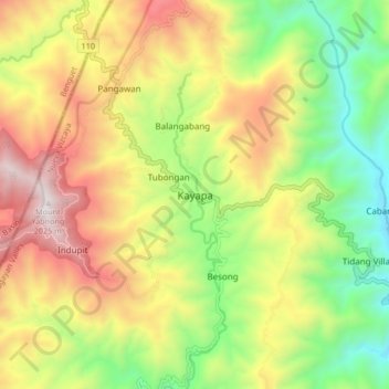 Mappa topografica Kayapa, altitudine, rilievo