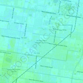 Mappa topografica Altamira West Number 2 Colonia, altitudine, rilievo