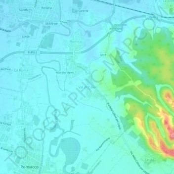 Mappa topografica Val di Cava, altitudine, rilievo